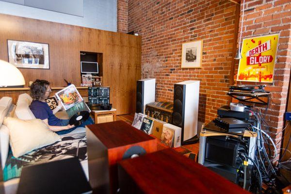 Have a listen to speakers headphones turntables and records at Tune