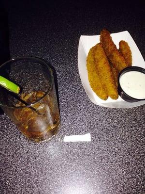 Rum and coke deep fried pickles really good