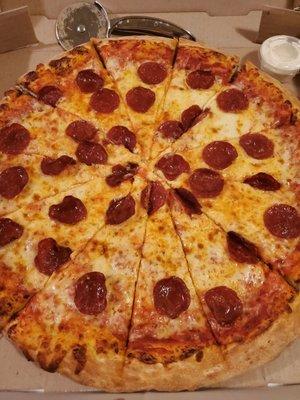 Large pepperoni and extra cheese