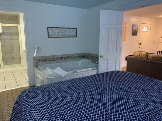 Jacuzzi in the bedroom. And a nice bathroom