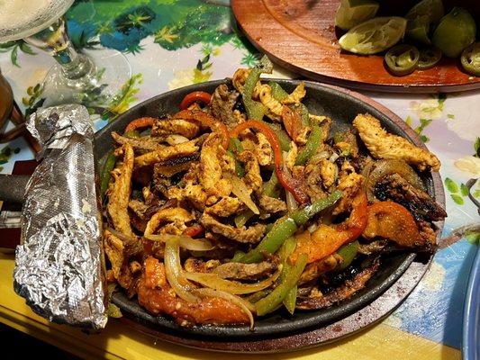 Chicken and steak fajitas