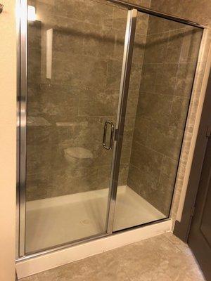 Walk-in shower in the bathroom