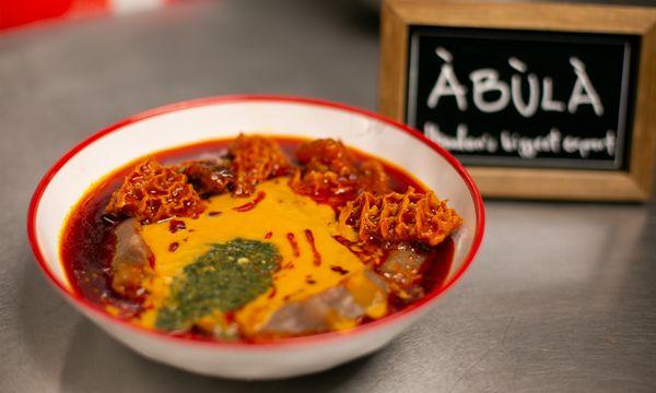 Abula is the street name for the holy trinity of amala, ewedu and gbegiri, garnished with our signature palm oil stew and assortment of meat