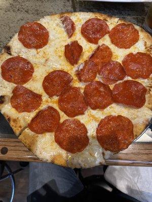 Pepperoni pizza with Alfredo sauce