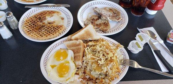 Pork Chop Breakfast with triple hashbrowns