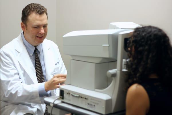 Dr. Tracy performs annual eye exams for adults and children.