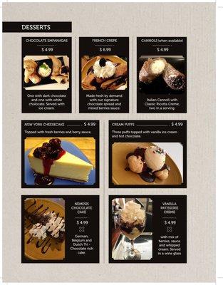 Desserts page