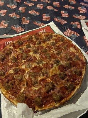 Meat lovers pizza