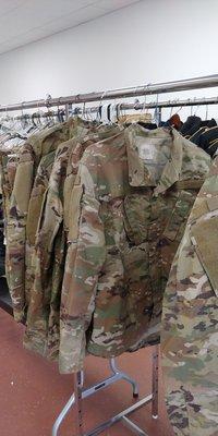 Starting to sell OCP uniforms, and ASU Jackets. We also sew on the engineer tape on OCP for training.