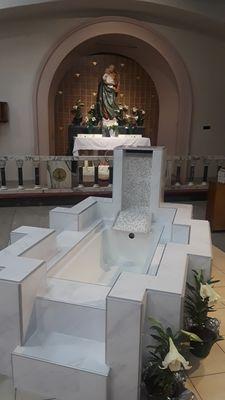 New baptismal font.