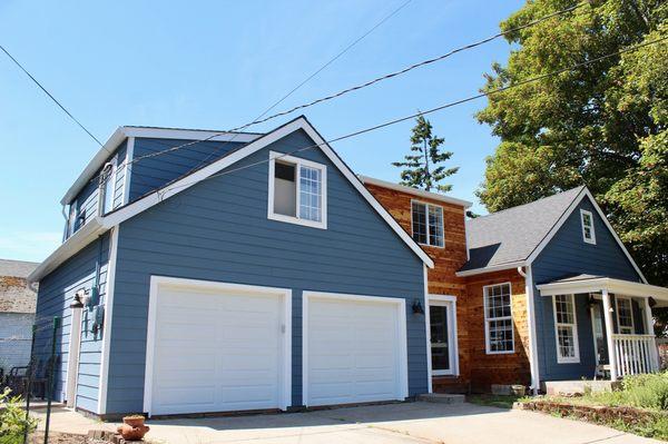 Hardie plank siding transformation, with a splash of Juniper Wood.