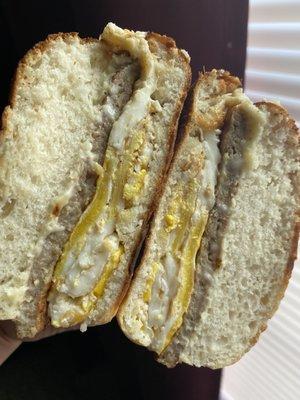 Sausage egg and cheese on a gf roll