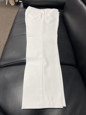 White pants after hemming