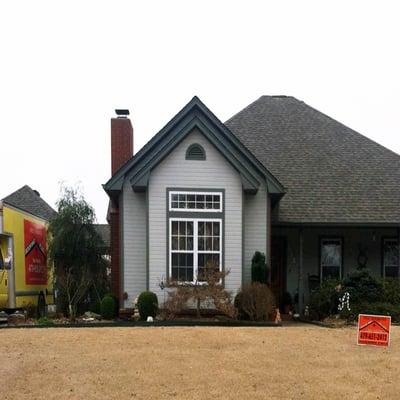 Roofing Plus Fort Smith Arkansas River Valley Roofer Experts with Yard Sign and Truck