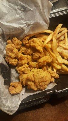 Double shrimp combo. The shrimp are like tough rubber, fries are soaked in grease. A complete waste of $6. no seasoning to the food.