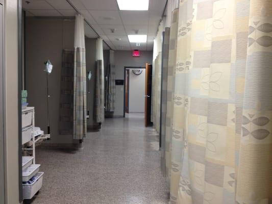 Prep/recovery rooms line the halls