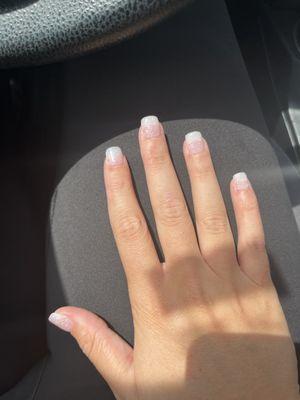 Powder dip nails with a tip