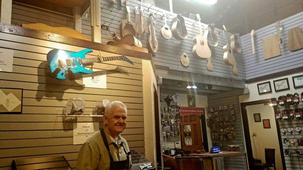 Kent built the blue guitar for one of his sons.