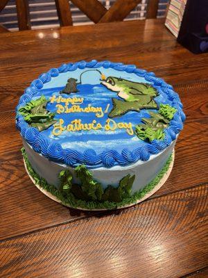 Fishing themed ice cream cake, made to order! Came out great