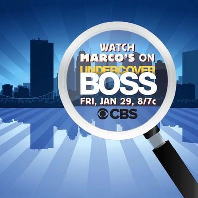 Marcos pizza will be on undercover Boss Friday 1/29/2016 at 8/7c