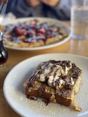 Banana Nutella French Toast 1/2 order, very berry crepes in background