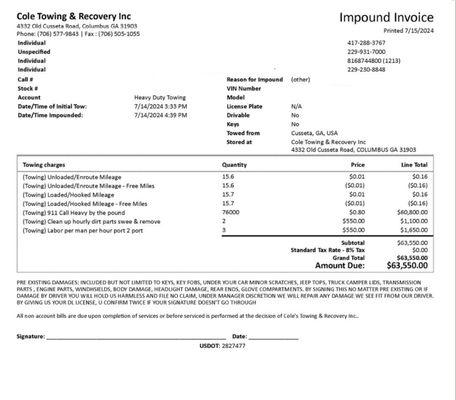 This is the original bill with personal info redacted.