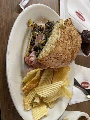 1/4 Ham & Salami Muffaletta and chips