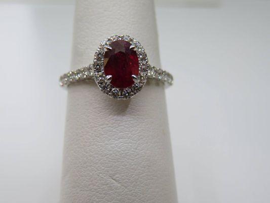 18 Karat White Gold Ruby and Diamond Fashion Ring