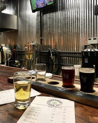 Beer flight while watching the game.