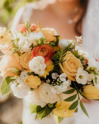 Embrace the enchantment of a fairy-tale wedding with this whimsical bouquet, by CHIC SF. A boho bride's dream.