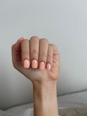 Dip powder on real nails. Looks very natural