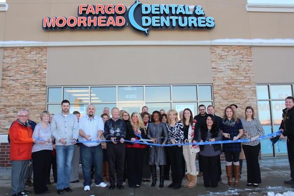 Celebrating Fargo Moorhead Dental & Dentures' official Chamber of Commerce Ribbon Cutting