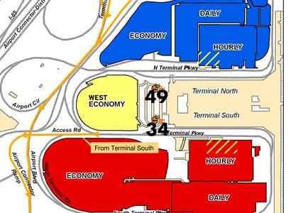 End of the ground transportation Pickup in Space 34 for Indoor customers and Space 49 for Outdoor customers.