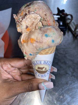 Single scoop of birthday cake ice cream