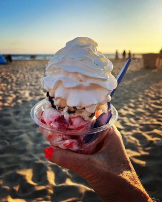 Cherry Vanilla & Chocoholic Chunk topped with whipped cream - yum!