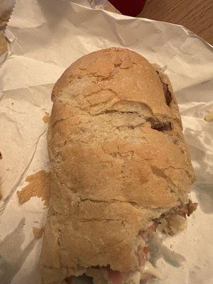 Hard bread, not toasted. These are 3 different sandwiches all ordered at 4:30PM