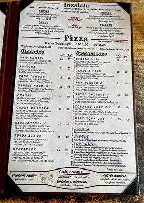 Piazza Menu