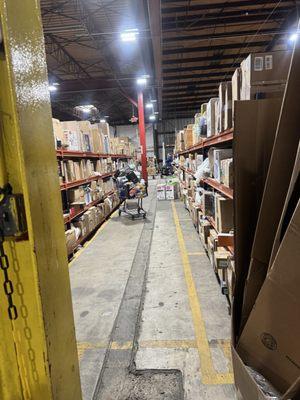 Warehouse shelves