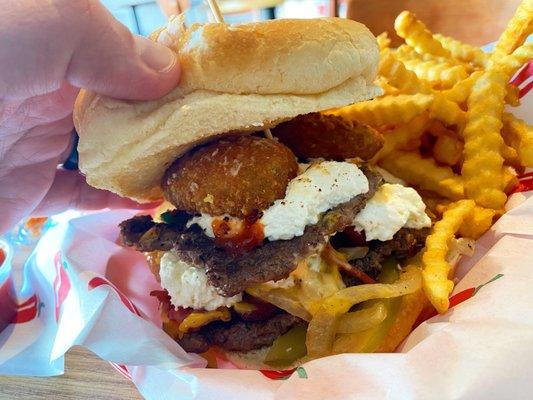 Creamy jalapeño burger.