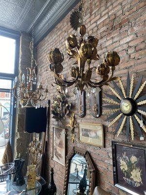 Nice selection on chandeliers and home items.