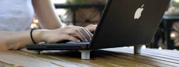 Hot laptop? Cool fix at the Container Store. "Cool Feet" Airspace is the solution.