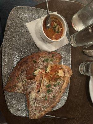 Calzone, a little heavy on the parm for me, but great tastes