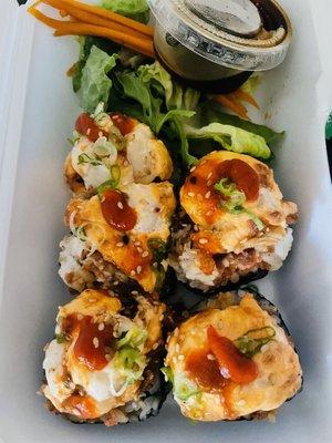 Black Panther Roll (baked scallop on top & cream cheese inside)!