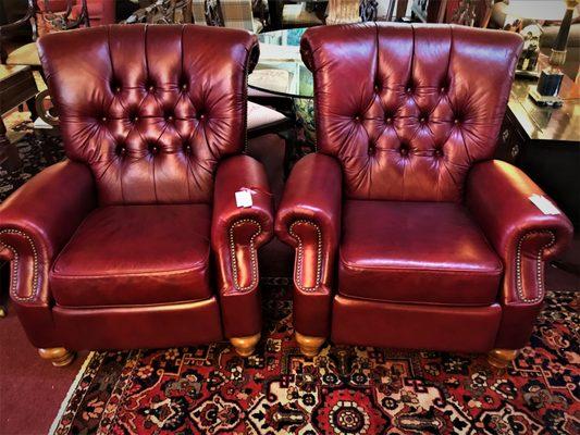 Red Leather Reclining Chairs: $495