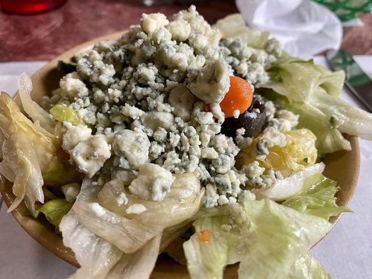 Beautiful side salad with crumbly blue cheese