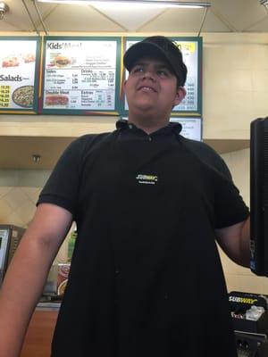 Best sandwich artist ever!! Very polite and I'll go back to this subway just for him!