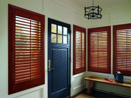 'Heritance' wood shutters by Hunter Douglas.