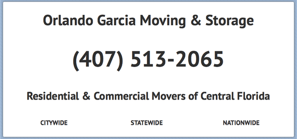 Orlando Garcia Moving & Storage provides local and long distance moving service. Contact us @ (407) 513-2065