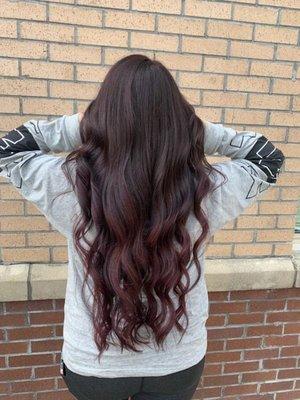 Deep violet/red balayage