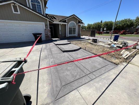 Stamped concrete with color release